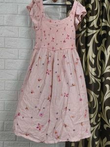 Cute Pink Floral Smocked Dress