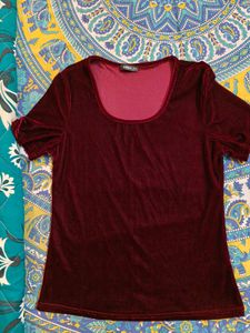 Women Maroon Velvet Top