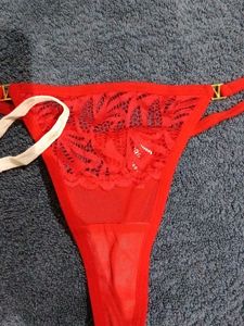 Lace Thong Panties - Red &amp; White Combo