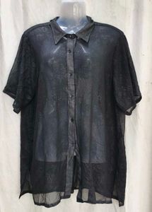 5267. Sheer Black Button-Up Shirt