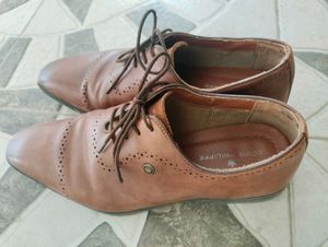 Louis Philippe Brown Leather Shoes