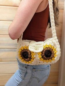 Crocheted Sunflower Shoulder Bag