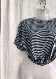 Striped Knot-Front T-Shirt