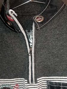 Stylish Striped Pullover Sweater With Zip Detail