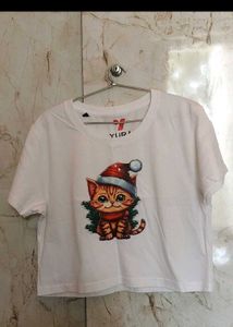 Cute Cat Christmas Crop Top
