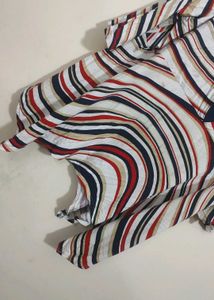 Chic Striped Asymmetrical Top 50 Bust