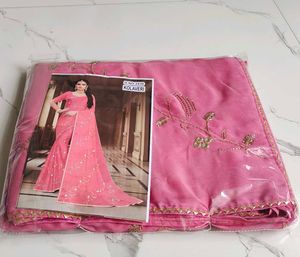 Elegant Pink Embroidered Saree