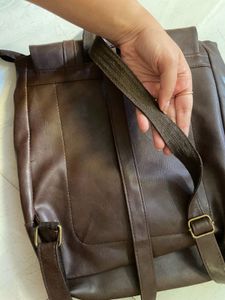 Pure Leather Imported Brown Backpack
