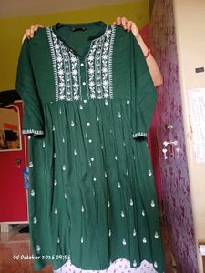 Emerald Green Embroidered Kurti