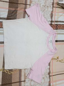 Cute Pink & White Raglan Tee