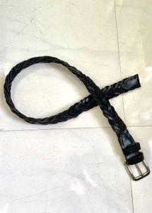 Braided Black Leather Belt