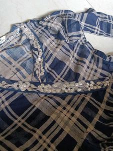 Blue Plaid Maxi Dress