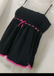 Black cami with pink trim