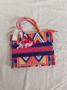 Vibrant Geometric Print Tote Bag