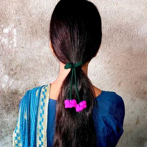 Handmade Hair Tie with Floral Charms
