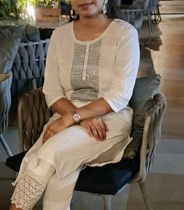 White Pure Cotton Kurti