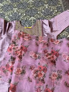Elegant Pink Kurta Set with Floral Dupatta