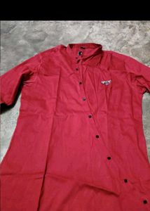 Men's Red Button-Down Shirt