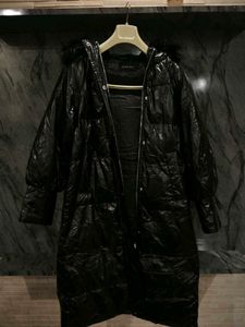 Black Puffer Coat with Fur Hood