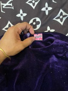Purple Velvet Embellished Top