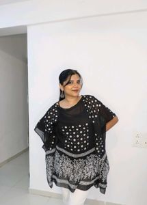 Black & White Printed Kaftan Top