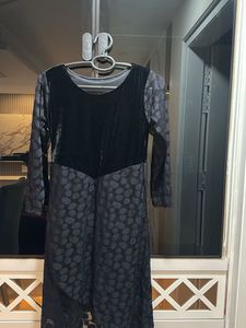 Trendy Black Velvet &amp; Lacy Dress, Bust- 34/32