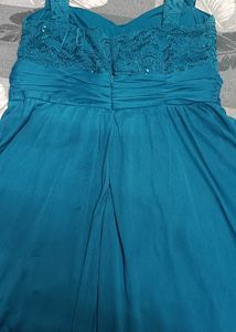 Elegant Teal Lace Bodice Dress'M' SIZE