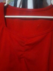 Red Square Neck Crop Top