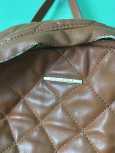 Quilted Brown Faux Leather Backpack