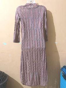 Stylish Mauve Lace Longline Shrug