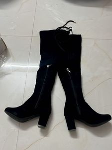 Size 36 Black Suede Over-the-Knee Boots