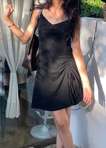 Chic Black Ruched Mini sexy Dress