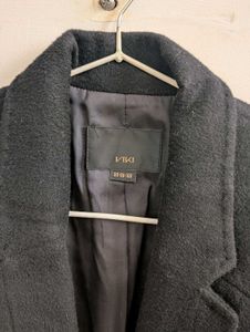 Elegant Black Wool Blend Coat