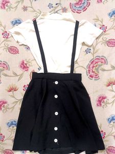 Chic Black Skater Dress with Suspenders