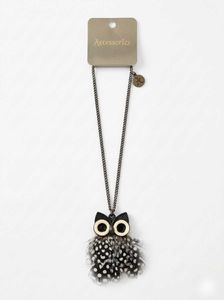 Accessorize Owl Feather Pendant Necklace