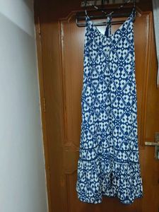 Blue & White Boho Maxi Dress