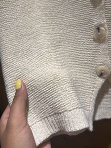 Cream Knit Button-Up Vest