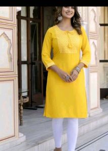 Yellow Embroidery Kurti