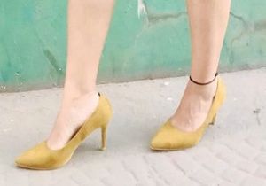 Mustard Yellow Olive Suede Pumps