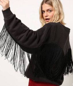 Fringe Detail Black Sweatshirt