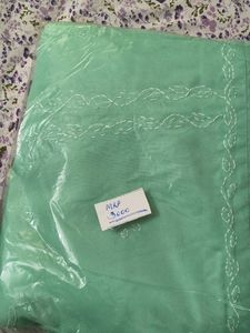 Mint Green chikankari bedsheet with pillow cover
