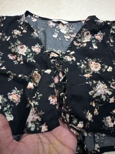 Floral Print Ruched Crop Top