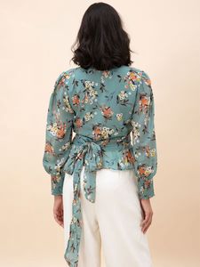 Floral Print Wrap Top