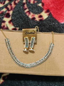sky Blue and golden Necklace