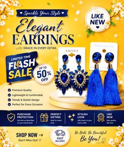 Sparkling Royal Blue Statement Earrings