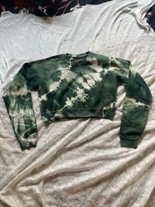 Green Tie Dye Cropped Sweatshirt