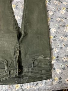Olive Green Denim Jeans