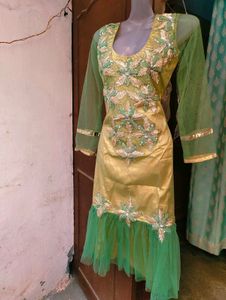 Green Embroidered Kurta Dress