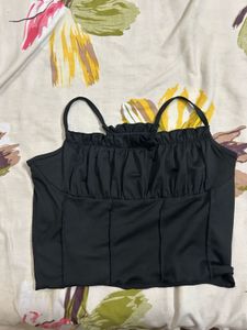 Chic Black Corset Style Crop Top