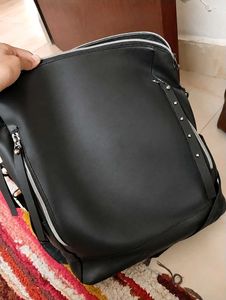 Stylish Black Faux Leather Tote Bag